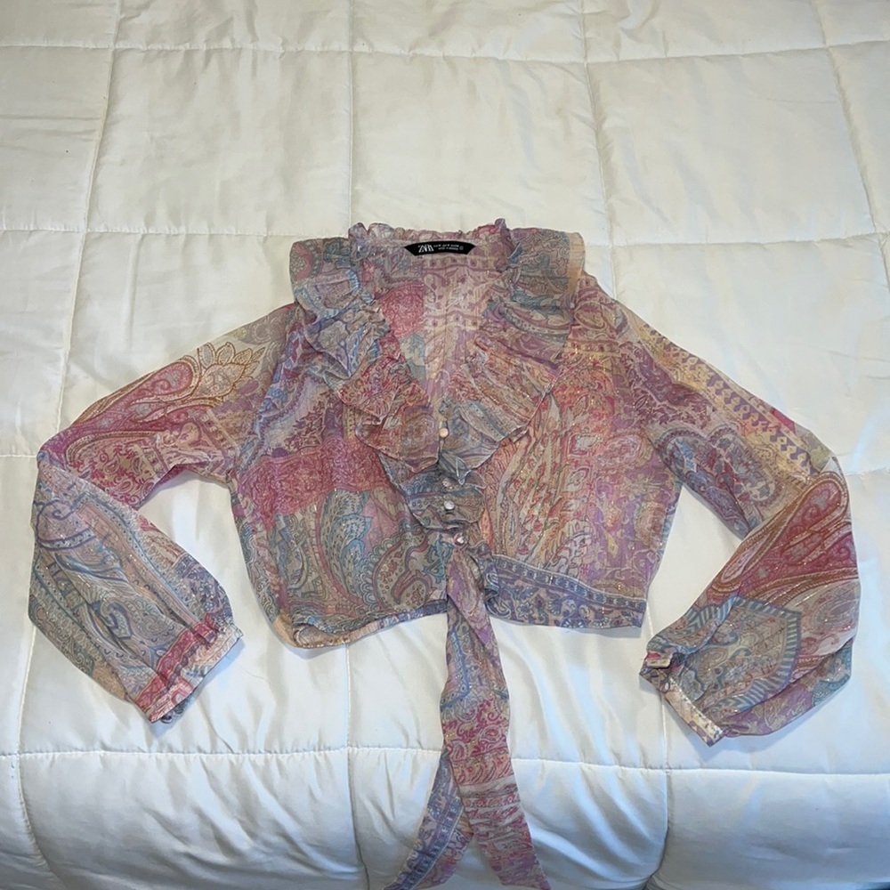 Zara Paisley Print Top Multicolored